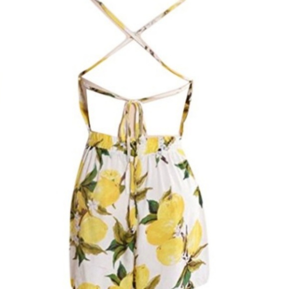 Lemon Print Backless Romper Playsuit - Picture 2 of 4